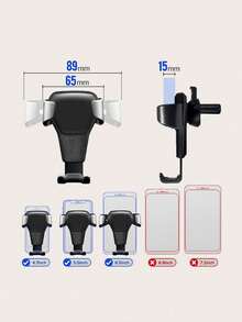 1 件黑色塑料车载手机支架，带通风口，用于导航 - 黑色 - 查看 10