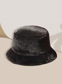 1pc Women/Men Multicolor Casual Versatile Warm Soft Plush Bucket Hat, Suitable For Autumn/Winter Daily Use Winter Hat