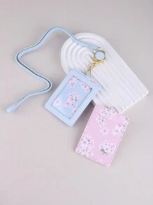 1 Pezzo Porta Card Rosa Con Lanyard, Carino Articolo Per Ufficio Scolastico Per Id Studente, Abbonamento Autobus, Badge Di Lavoro, Custodia Estetica Per Card