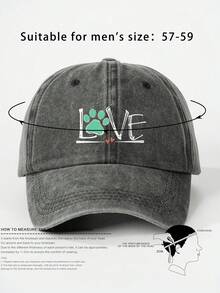1 chiếc mũ bóng chày in hình 'LOVE' Paw, mũ thường ngày chống nắng ngoài trời có thể điều chỉnh, thích hợp cho du lịch mùa xuân/thu, bãi biển, mũ phong cách Y2K dành cho nam - mũ bóng chày - Xem 8
