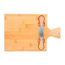 PromoClick Rectangular Cheese Board With Handle, 1 Fork And 1 Serving Knife. - Beige - View 4