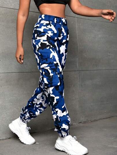 1pc Girls & Teens Loose Casual Versatile Camo Drawstring Pants, Suitable For Outdoor Exercise, Sports, Gaming, All Season Long Pants With Functional Pockets, Durable Teen Girl Clothing, Ideal For Outdoor Activities, Back To School Essential