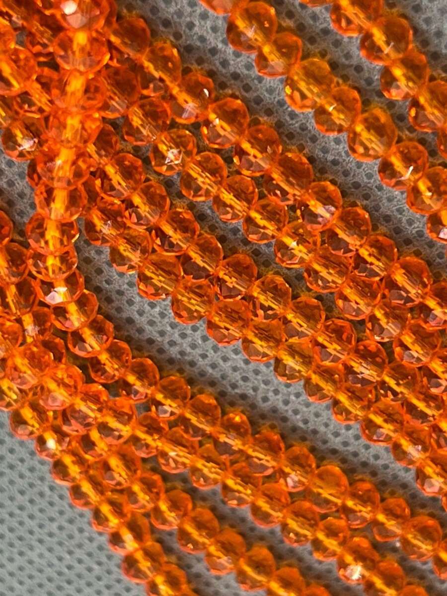 4mm Crystal Wire Approximately 120 Beads For Crafts - Transparent Orange - View 1
