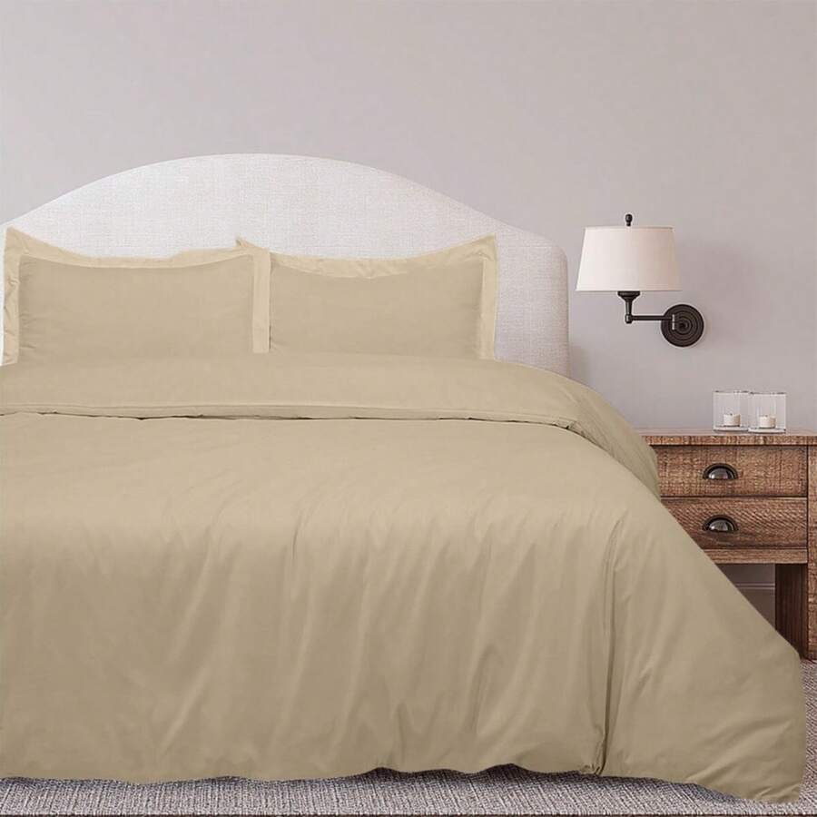 Royale Linens, Inc. 3-Piece Set: Royal Linens Double Brushed Full Duvet Covers With Zipper Closure - Sand - View 1