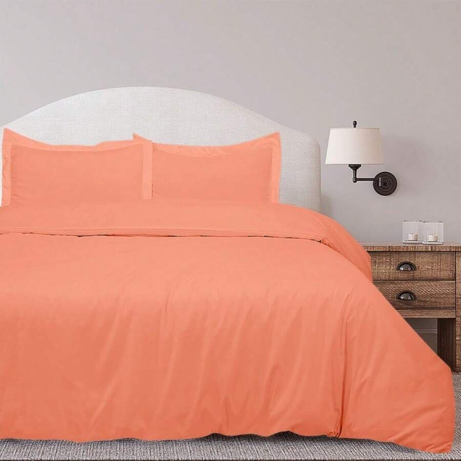 Royale Linens, Inc. 3-Piece Set: Royal Linens Double Brushed Full Duvet Covers With Zipper Closure - Coral - View 1