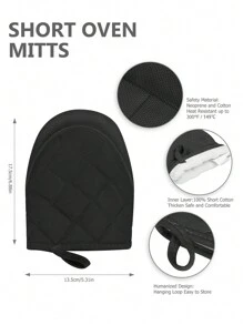 1 Guante de horno resistente a altas temperaturas de 500 °F, Almohadilla para el pie del horno con superficie antideslizante y anillo colgante, adecuado para asar a la parrilla, hornear, cocinar y asar (Negro) - Negro - Ver 7