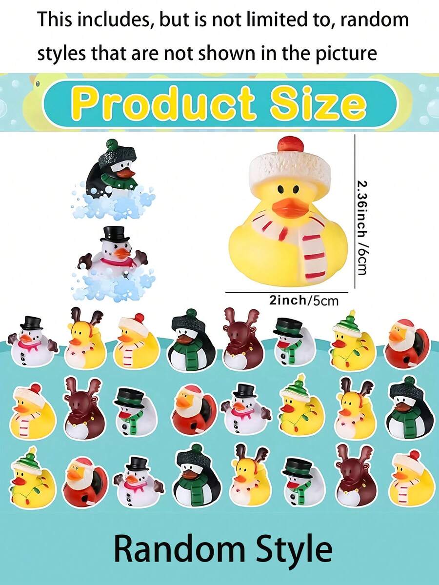 4pcs Christmas Rubber Duck Party Favors, Squeaky Sound Christmas Rubber