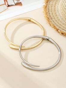 1pc Exquisite Minimalist Metal Short Choker Necklace, Single Layer Water Drop Design Neck Collar, Niche Luxury Jewelry, Birthday Gift For Best Friend - Collar - View 3