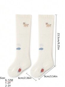 1 Pair Kids Long Tube Socks, Cute Cartoon Design, Warm & Heat Retaining, Autumn/Winter - Multicolor - View 6