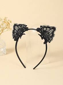 1 Băng đô tai mèo ren đen gợi cảm phong cách Gothic vui nhộn cho nữ, thích hợp làm phụ kiện tóc dự tiệc, trang trí lễ hội - màu đen - Xem 14