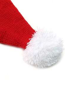 1/2 Winter Lady's Red Knitted Wool Santa Hat - 1 Piece, Adjustable Size. Suitable For Wearing In Winter To Keep Warm And Create A Christmas Atmosphere. For Christmas, A Christmas Gift, Christmas.