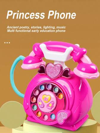 1 st. Nieuwe Kids Princess Telefoon Retro Vaste Telefoon Speelgoed Multifunctioneel Vroeg Onderwijs Verlichtend Baby Speelgoed, Leren Chinese Verhalen Meisjes Speelgoed