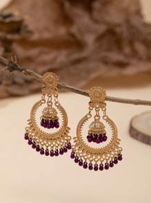 A Pair Of European And American Retro Christmas Element Alloy Circular Bell Stud Earrings For Women's Daily Wear