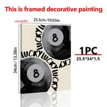 1 件复古台球 8 球印刷品、墙壁艺术、时尚幸运 8 球海报、酒吧车艺术台球、客厅装饰帆布家居装饰 - 帆布材料（带框） - 彩色 - 查看 9