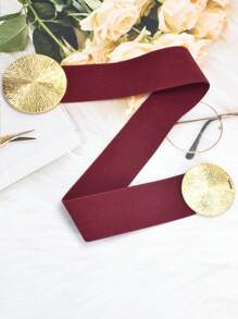 Ceinture élastique ajustable de style occidental, Corset de taille polyvalent et grande taille pour robes, Convient pour la rentrée scolaire, l'été, les cadeaux de Noël, Disponible en bordeaux, imprimé léopard, marron automne, automne, Halloween - Rouge foncé - Voir 5