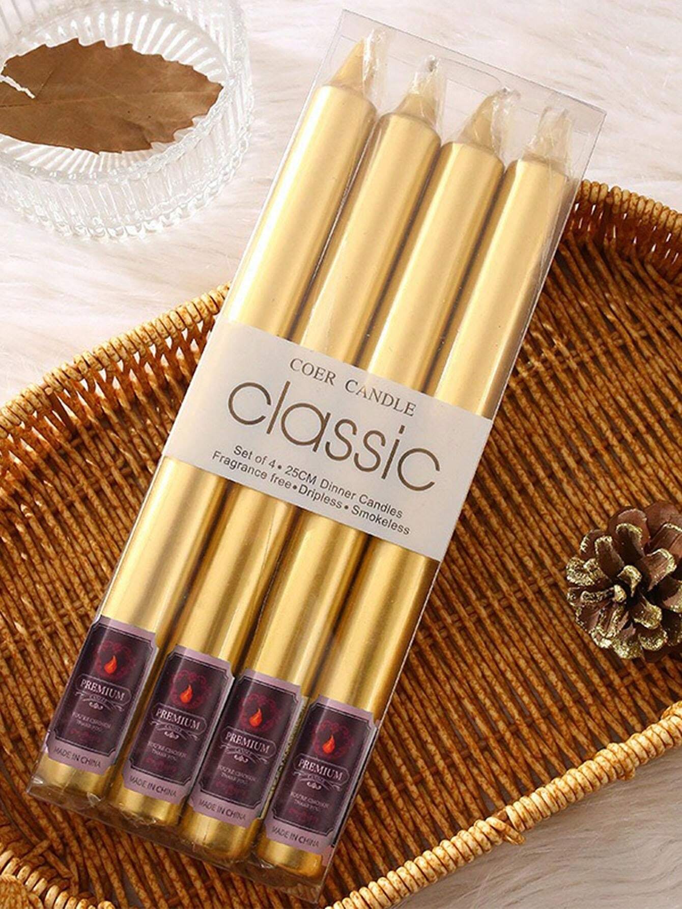 Boxed Set Of Classic Electroplated Tapered Long Candle Sticks, Romantic