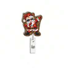 1 pezzo Distintivo di moda carino di Babbo Natale, in acrilico lucido, facile da fissare con molletta, porta badge adatto a infermiere, amici e famiglia, adatto per feste e vacanze - Multicolore - Visualizzare 12