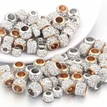 10pcs/Pack Copper Rhinestone Large Hole Beads 8X5.5mm, Simple & Fashionable For Bracelet, Necklace, Jewelry Making DIY - Copper Large Hole Beads - View 5