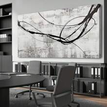 1pc Canvas Wall Decor Abstract Canvas Wall Art Black Wall Decor For Gift, Bedroom, Office, Living Room, Cafe, Bar, Home And Dormitory Ready To Hang Wooden Frame - 彩色 - 查看 4