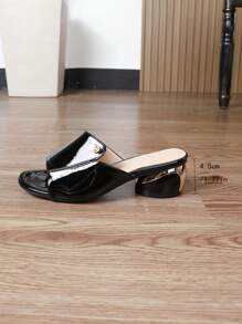 Summer Fashion Black High Heel Shoes Women Thick Heel Sandals Mule Slide Heeled Footwear