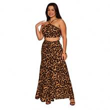 LONG SKIRT AND PRINTED TOP SET SUMMER - 鏽棕色 - 查看 2