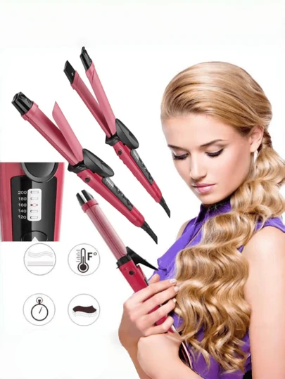 FD Máquina alisadora y rizadora de cabello 2 en 1, alisadora de cabello eléctrica profesional, rizadora y moldeadora, herramientas de 5 temperaturas