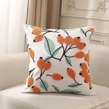 1 vỏ gối trang trí thêu hoa - trái cam - Xem 3