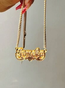 Spersonalizowany naszyjnik z imieniem, akrylowa tabliczka znamionowa, biżuteria - Bling Name Necklace - Personalized Name Chain - Prezenty świąteczne dla dziewczynek