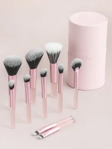 10支装迷你多功能化妆刷套装，带收纳袋，刷毛柔软，适合日常使用或送礼，化妆刷套装，化妆刷组合，化妆刷套装，全套化妆工具，化妆刷套装，全套化妆工具，化妆刷套装，化妆刷礼盒套装 - 粉色 - 查看 3
