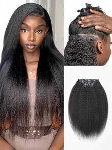 Eulisi Kinky Straight Clip In Hair Extensions Fullness With 1 Pack, 20inch 135g 8pcs Natural Black Seamless Clip In Hair Extensions Human Hair