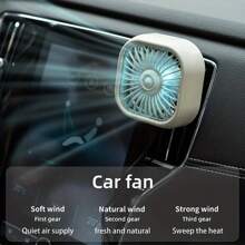 1 pieza Ventilador de salida de aire del coche con ajuste USB, ventilador turbo de 7 aspas de gran potencia con luz atmosférica de color degradado, bajo nivel de ruido y función múltiple, mini ventilador de refrigeración interior para el automóvil