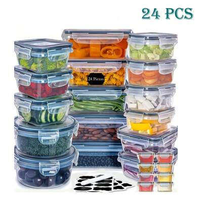 3/10/24pcs Refrigerator Storage Container Set, Material, Microwave & Dishwasher Friendly, Random Style