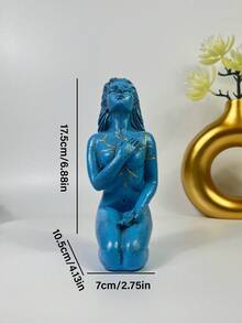 1 件抽象风格热销蓝色女神雕塑树脂工艺品疗愈系列家居装饰女神树脂摆件 - 彩色 - 查看 5