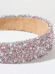 1 件女式韩式星光水钻珍珠装饰头带，时尚简约百搭户外发饰，闪亮派对礼物发箍