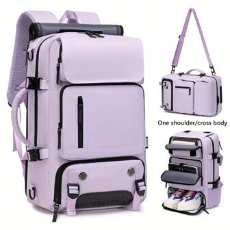 1 Piece Large Capacity Travel Backpack With Shoe Locker, Lightweight Laptop Daypack For Women, Stylish Travel Commuter Bag, Stylish Large Capacity Multifunctional Travel Backpack, Solid Color Multi-Pocket Laptop Backpack With USB Charging Port, School Backpack
