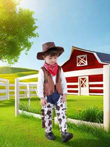 四件套牛仔套装，适合男童儿童服装、生日派对角色扮演服装 - 彩色 - 查看 4