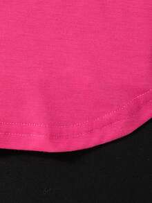 女孩兔子图案长袖圆领上衣 + 纯色打底裤 - 玫紅色 - 查看 5