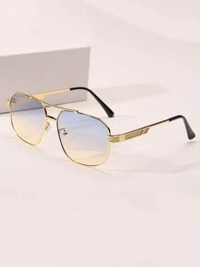 1 Cặp Kính Thời Trang Kim Loại Cao Cấp Phong Cách Châu Âu Và Mỹ Cổ Điển, Phong Cách Đường Phố Mùa Hè Và Phù Hợp Với Áo Len Áo Khoác Áo Nỉ Quần Da Và Quần Cargo - Màu xanh ở trên và màu hồng ở dưới - Xem 8