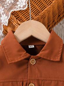 2Pcs Young Girl Casual Solid Color Long Sleeve Cropped Shirt Jacket & All-Over Print Ditsy Floral Summer Dress Set, Suitable For Spring/Summer Outdoor, Daily, Casual, Holiday, Party