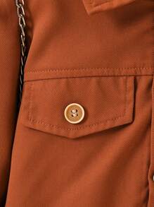 2Pcs Young Girl Casual Solid Color Long Sleeve Cropped Shirt Jacket & All-Over Print Ditsy Floral Summer Dress Set, Suitable For Spring/Summer Outdoor, Daily, Casual, Holiday, Party