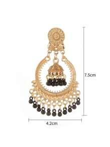A Pair Of European And American Retro Christmas Element Alloy Circular Bell Stud Earrings For Women's Daily Wear