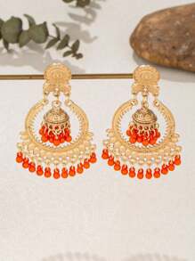 A Pair Of European And American Retro Christmas Element Alloy Circular Bell Stud Earrings For Women's Daily Wear