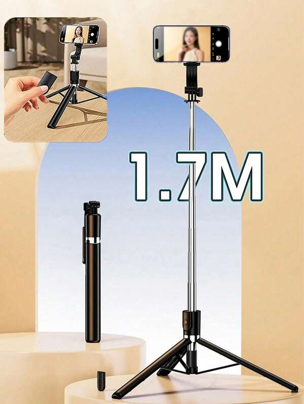 170cm/67inch Selfie Stick Tripod, Extendable Aluminum Tripod With Bluetooth Remote, Compatible With IPhone And Android Smartphones, Perfect For Travel, Vlog, Video And Photo