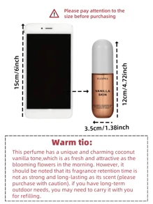 1 件 50 毫升女士香水身体喷雾，椰子和香草香味，不含酒精，旅行装，送给女朋友的理想礼物