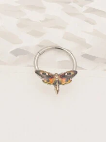 1pc Stainless Steel Drop-Shaped Moth Design Nose Ring - Multicolor - View 9