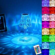 Lámpara de mesa portátil de vidrio con sensor táctil, 16 colores, control remoto recargable, lámpara de noche de vidrio acrílico, lámpara de decoración de habitación, cocina