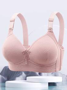 6pcs Jacquard Thin Cup 3-Row Hook Uplift Full Coverage Wireless Unpadded Bras For Women