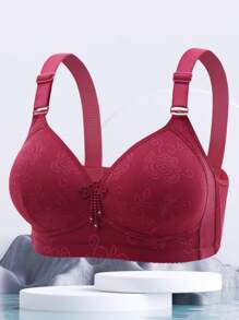 6pcs Jacquard Thin Cup 3-Row Hook Uplift Full Coverage Wireless Unpadded Bras For Women