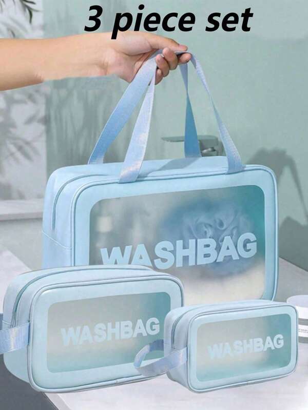 Set de 3/1 bolsa de maquillaje para viajes, neceser de PVC, bolsa de almacenamiento de cosméticos, organizador impermeable, bolsa de maquillaje, caja de almacenamiento de perfumes, bolsa de cosméticos, elemento esencial para vacaciones de verano, elemento imprescindible para volver al colegio, organizador y almacenamiento, bolso de playa, bolso de mano, apto para lápiz de labios, brochas de maquillaje, bolígrafos de maquillaje, sombras de ojos, espejo, delineador, brillo de labios, cuidado de la piel, cepillo de dientes, vaso para cepillo de dientes, jabón, champú, peine, reloj, teléfono, collar, joyería, productos digitales, almacenamiento