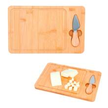 PromoClick Rectangular Bamboo Cheese Board With Space For 1 Plane Knife. Ideal For Serving - Beige - View 2